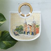 Túi mây tre đan xách tay nhà thờ Đức Bà quai gỗ tròn