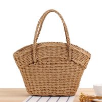 Handmade Woven Straw Tote Bag with Braided Handles