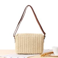 Woven Rattan Shoulder Bag with Long Strap