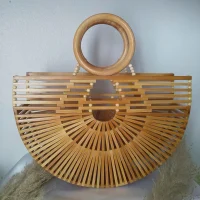 Fan-Shaped Bamboo Bag with Round Handle