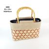 Handmade Bamboo Handle Woven Tote – Red & Natural Star Pattern
