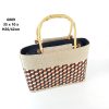 Handmade Geometric Pattern Bamboo Handle Bag