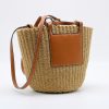 Handwoven Straw Crossbody Tote with Faux Leather Trim