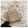 Handwoven Rattan Tote Bag with Ribbon
