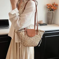 Handmade Woven Rattan Shoulder Bag – Vintage Style