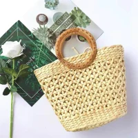 Handmade Round Handle Woven Rattan Bag