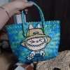 Handwoven Cartoon Tote Bag