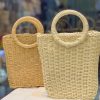 Handwoven Straw Tote Bag with Round Handle